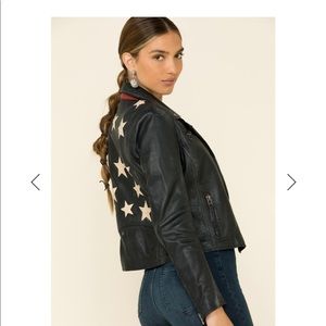 MAURITIUS CHRISTY SCATTER STAR BACK LEATHER JACKET